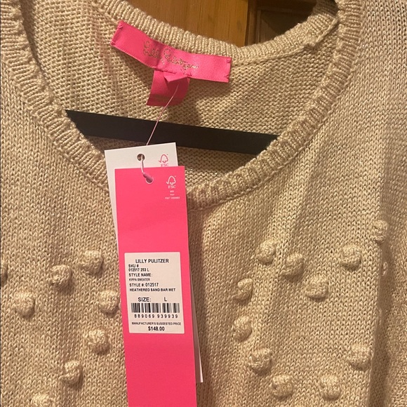 Lilly Pulitzer heathered sand bar Heart Textured Sweatshirt - Picture 4 of 5